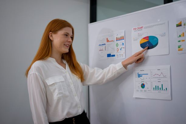 Woman Pointing at chart